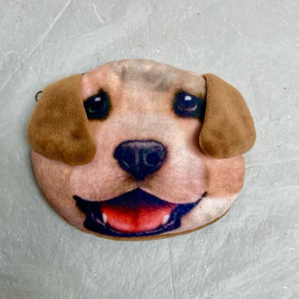 Vintage Brown and White Puppy Coin Purse 4in x 5in